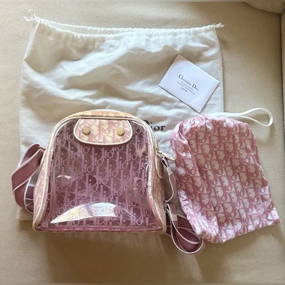 Dior Vintage 2000’s Pink Transparent Monogram Crossbody Bag - Picture 4 of 8